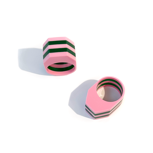 Form Ring | Size 12 | Pink + Green