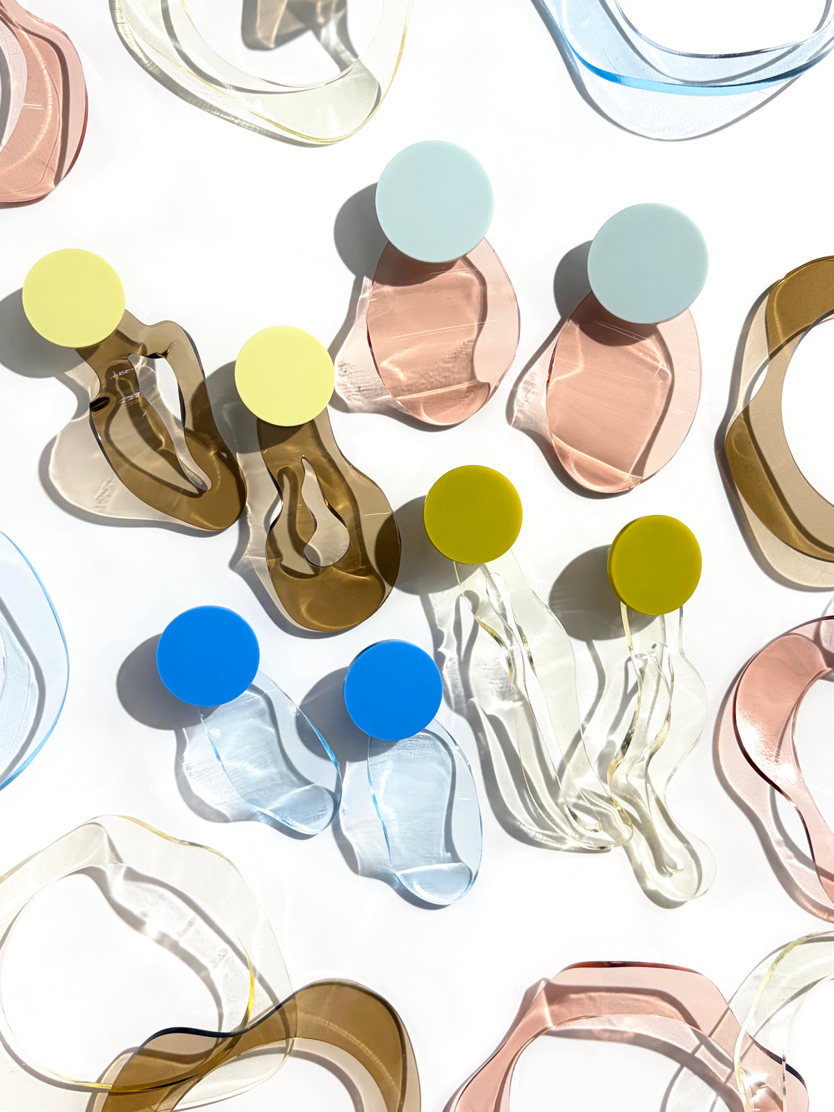 IN Waves Mismatched Studs | Transparent Blue