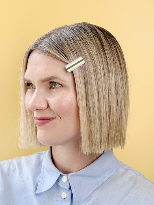 Striped Hair Clip | Small | Lilac + Yellow + Green
