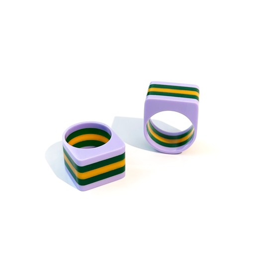 Slab Ring | Size 6 | Lilac + Green + Mango