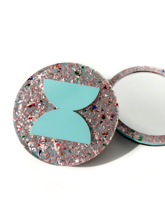 Chunky Glitter Pocket Mirror - Teal