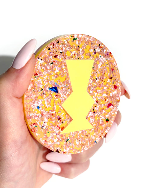 Chunky Glitter Pocket Mirror - Pastel Yellow