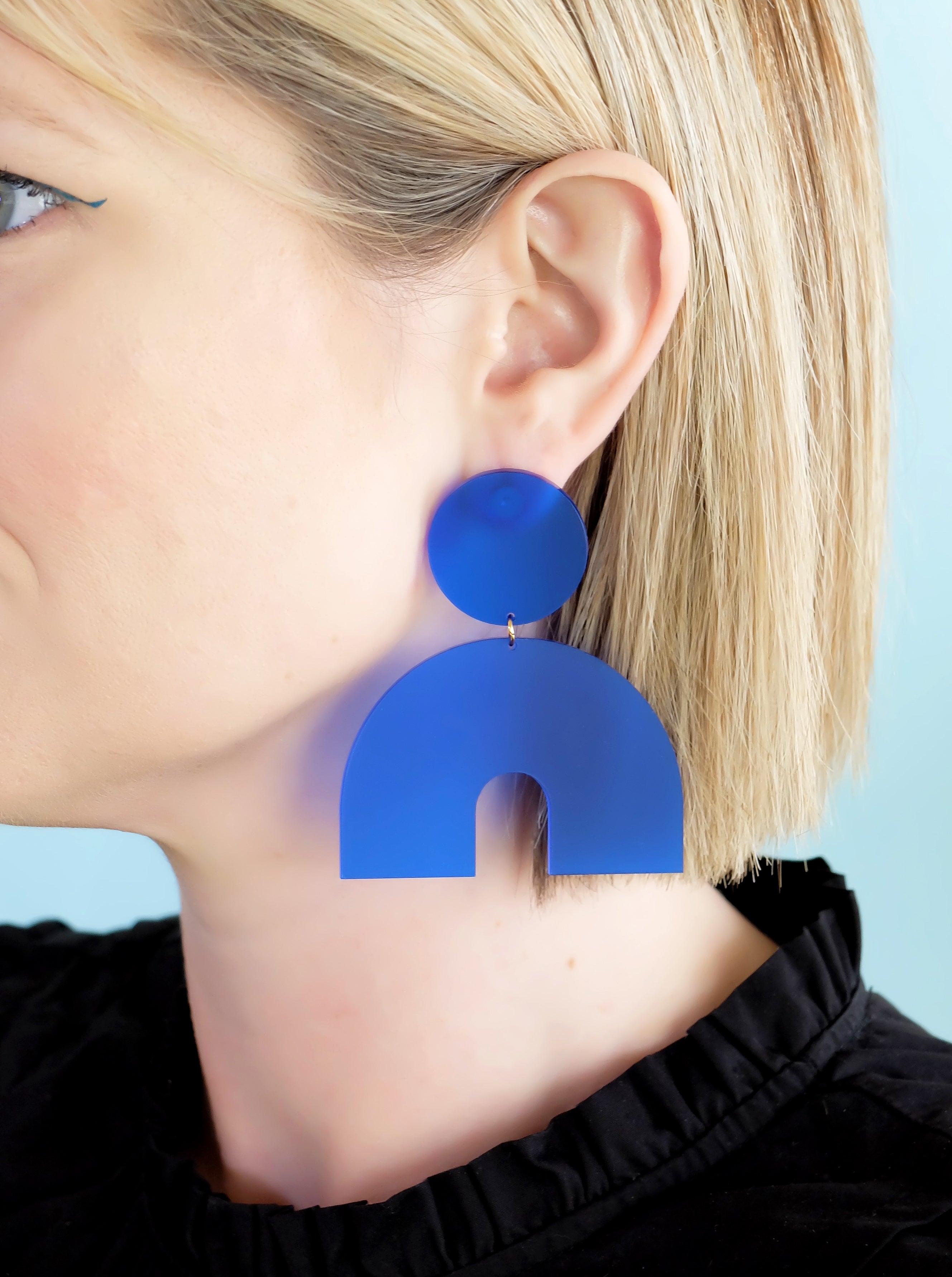 Large blue earrings best sale