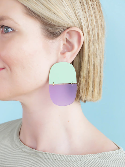 Chunk | Mint Green + Translucent Lilac Earrings