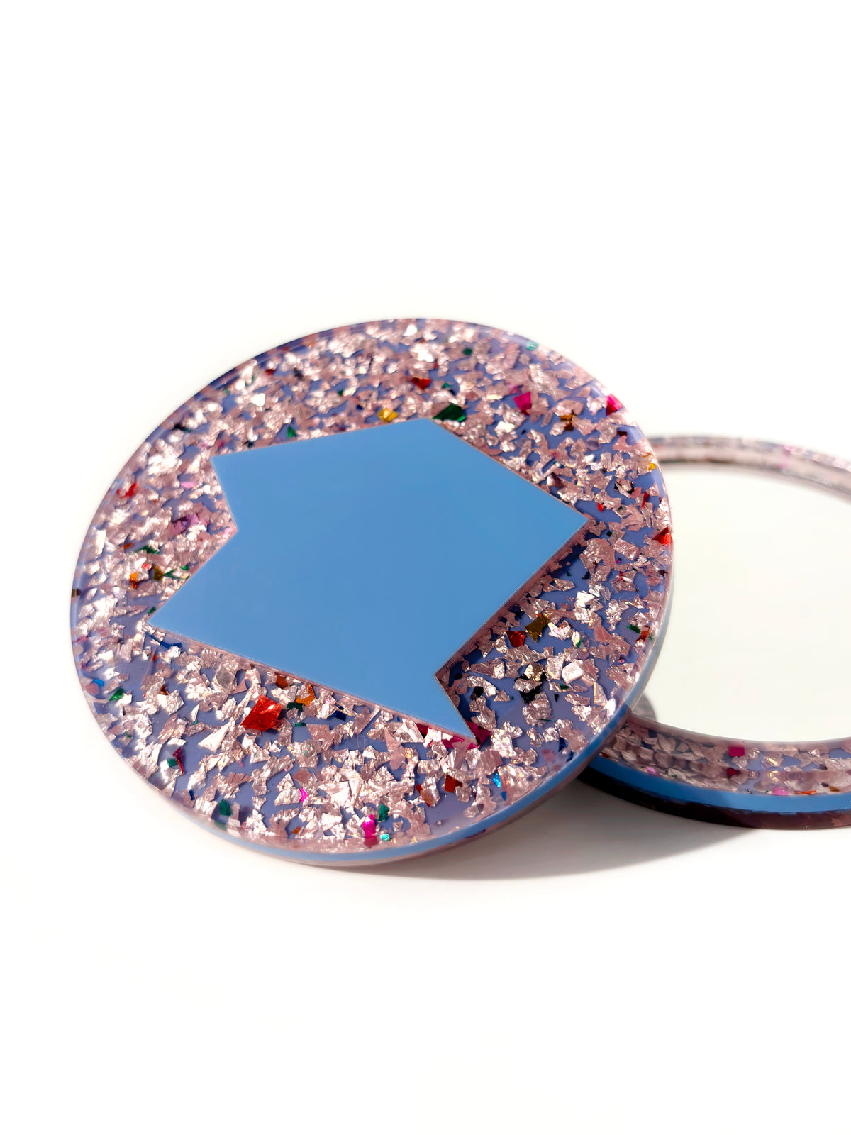Chunky Glitter Pocket Mirror - Blue