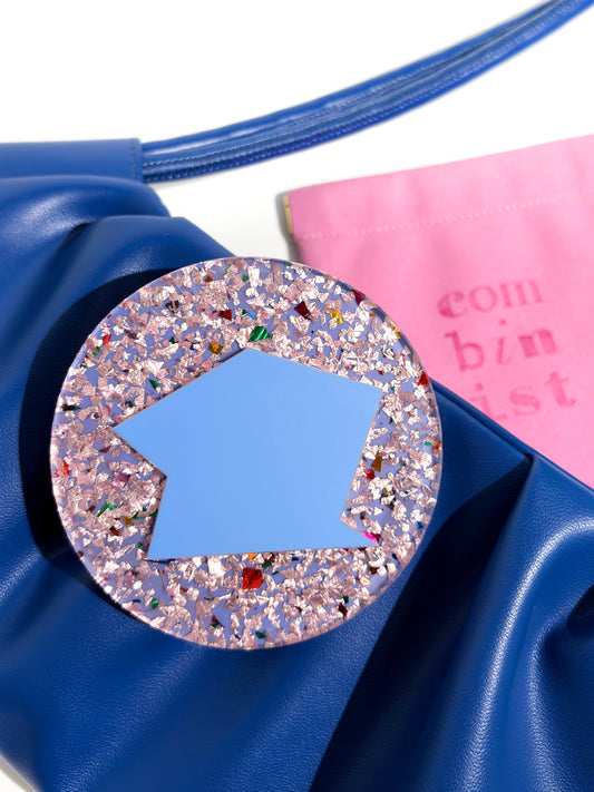 Chunky Glitter Pocket Mirror - Blue