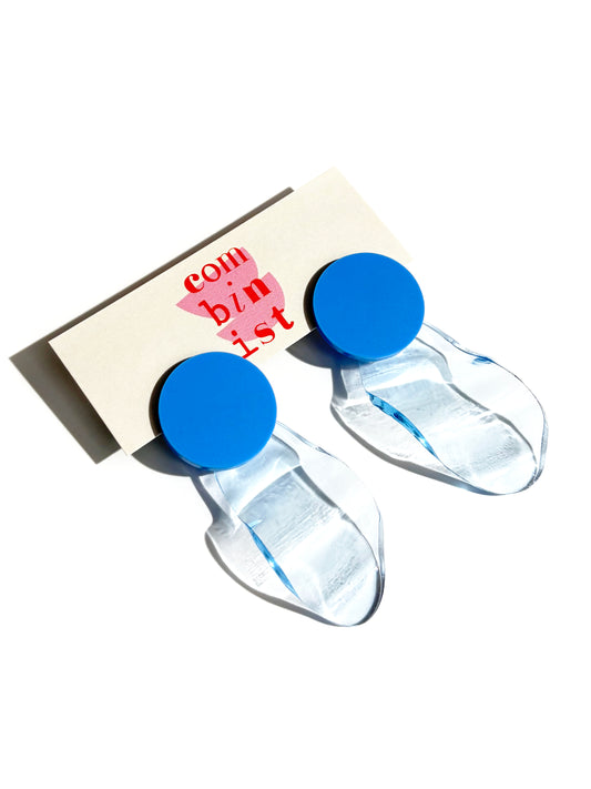 IN Waves Mismatched Studs | Transparent Blue