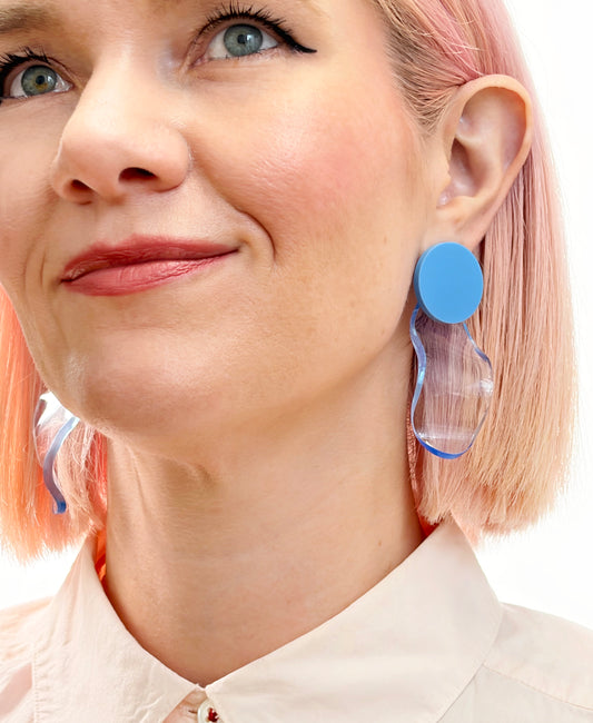 IN Waves Mismatched Studs | Transparent Blue