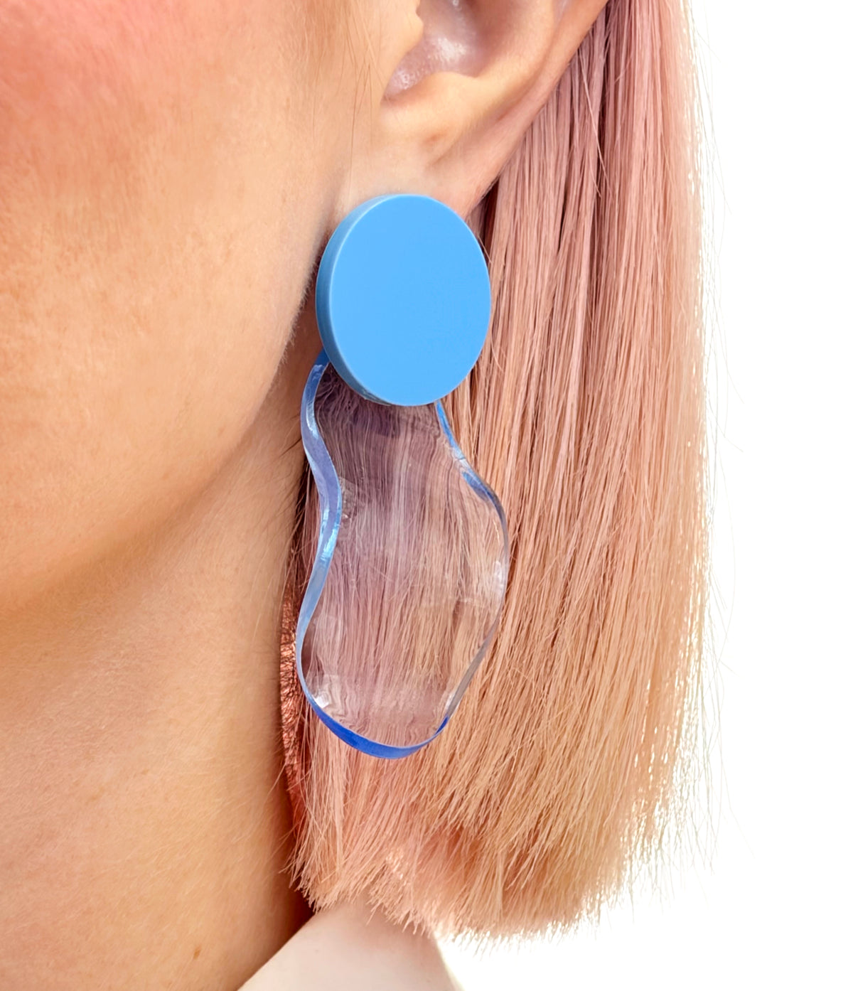 IN Waves Mismatched Studs | Transparent Blue