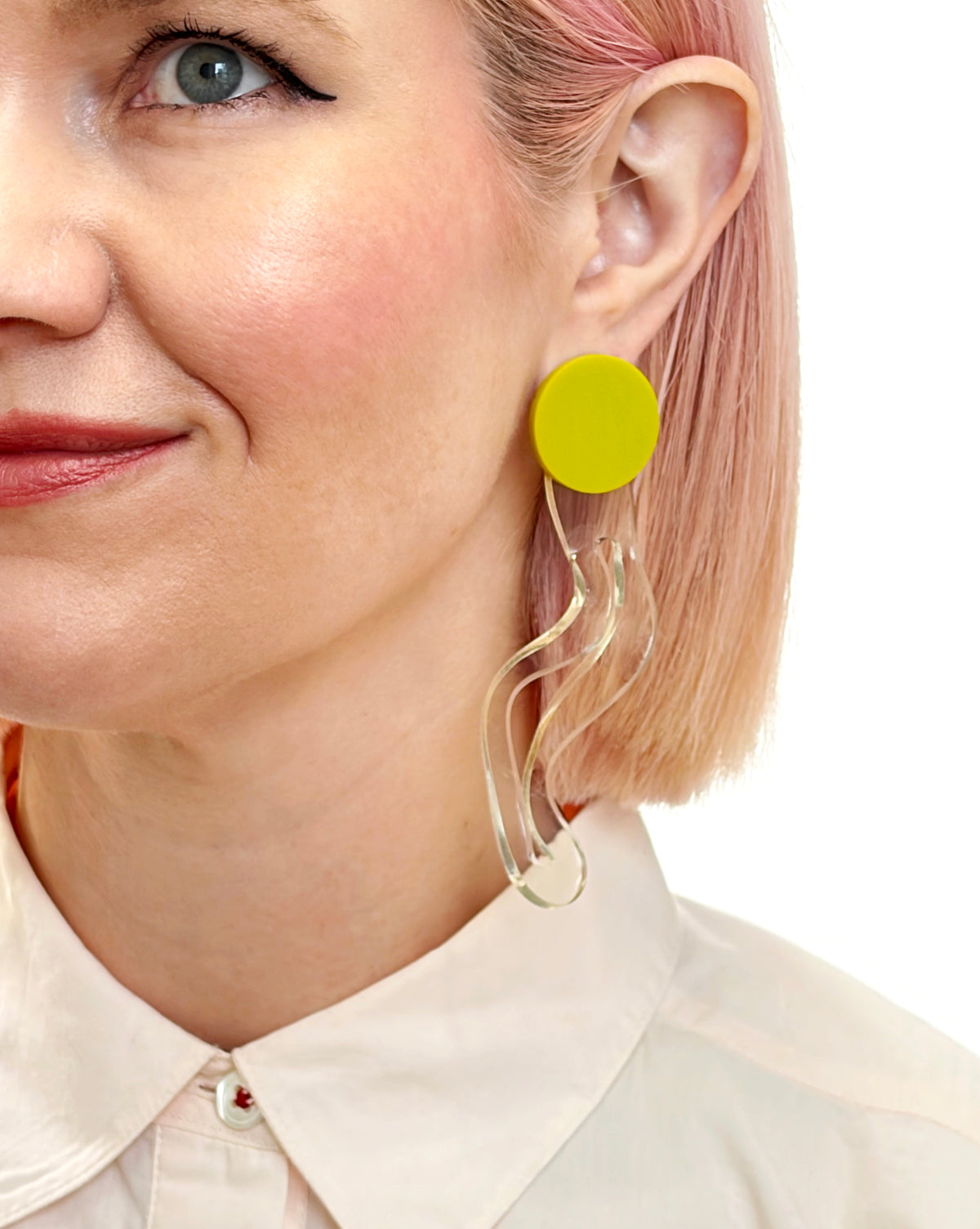 IN Waves Mismatched Studs | Transparent Yellow