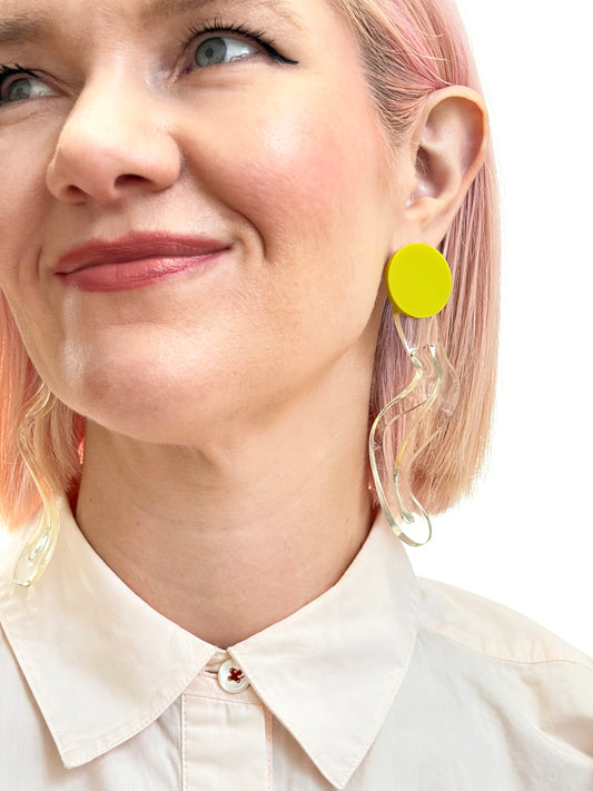 IN Waves Mismatched Studs | Transparent Yellow