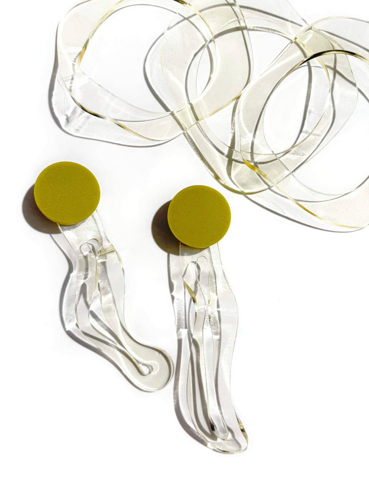 IN Waves Mismatched Studs | Transparent Yellow