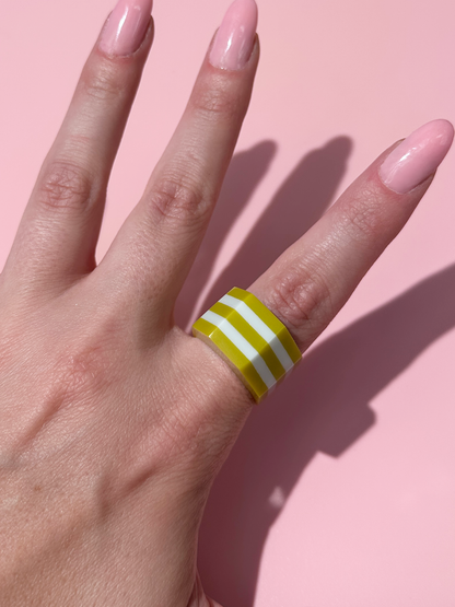 Form Ring | Size 8 | Chartreuse + Glacier Blue