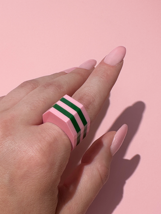 Form Ring | Size 12 | Pink + Green