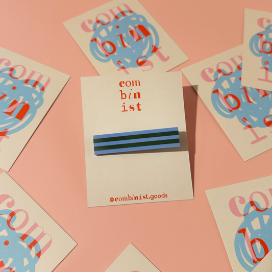 Striped Hair Clip | Large | Blue + Green