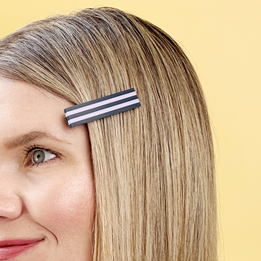 Striped Hair Clip | Large | Lilac + Navy