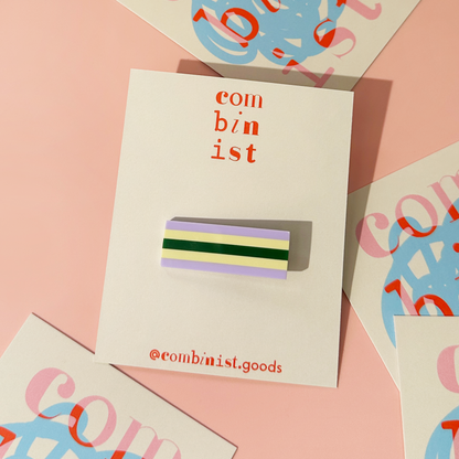 Striped Hair Clip | Small | Lilac + Yellow + Green