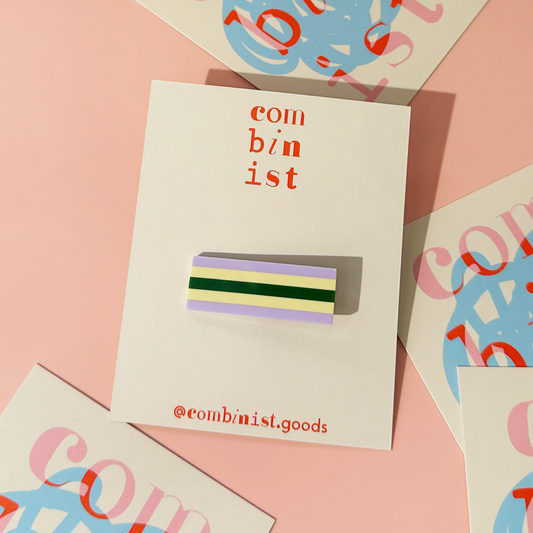 Striped Hair Clip | Small | Lilac + Yellow + Green