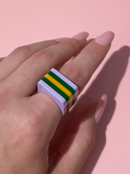 Slab Ring | Size 6 | Lilac + Green + Mango