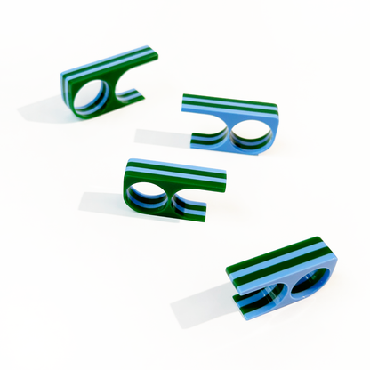 Stretch Ring | Size 8 | Cornflower Blue + Green
