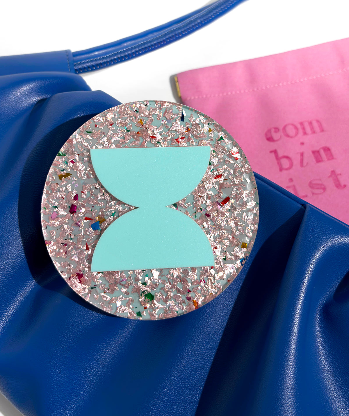 Chunky Glitter Pocket Mirror - Teal