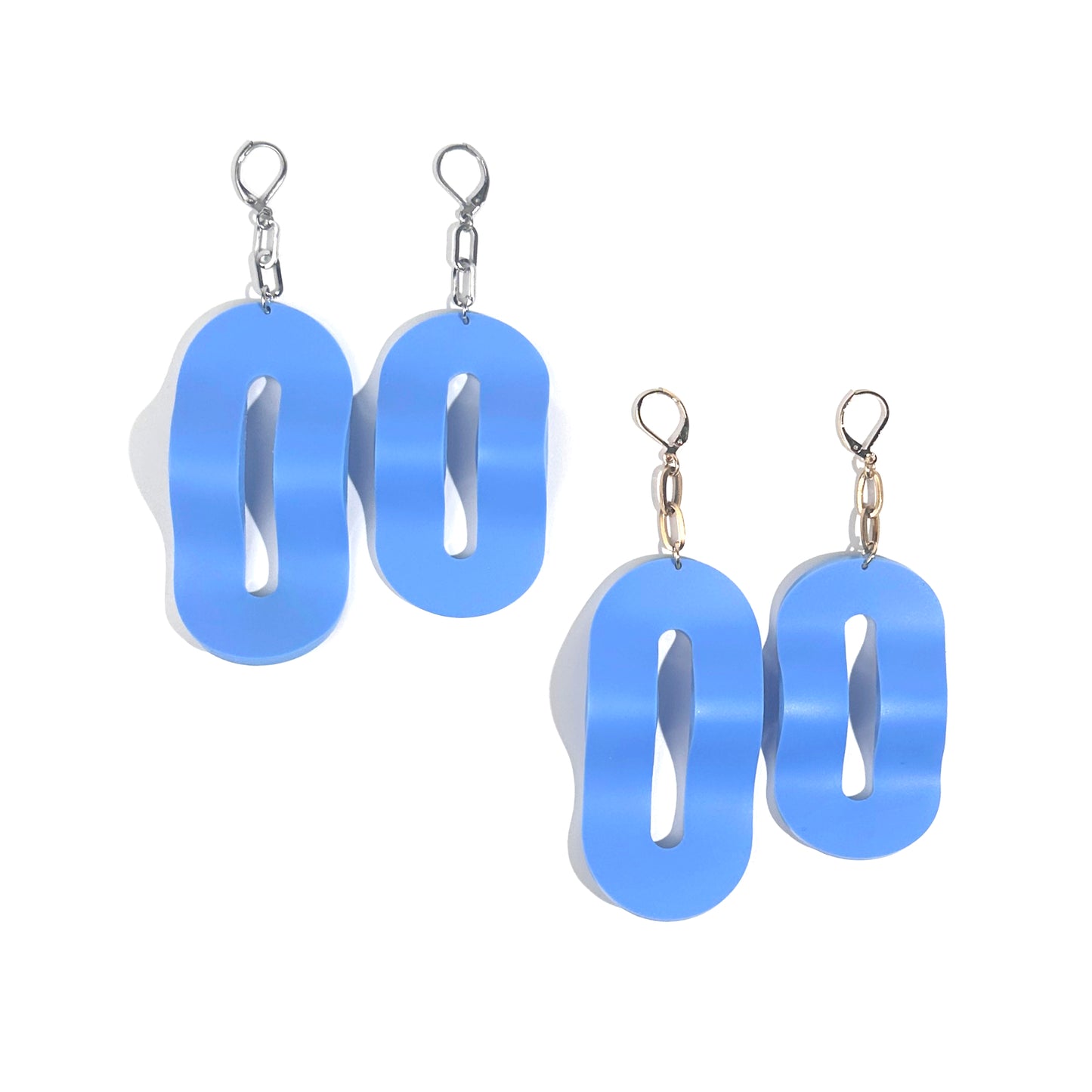 Mismatched Length Wavy Oval Chain Earrings | Gold or Silver