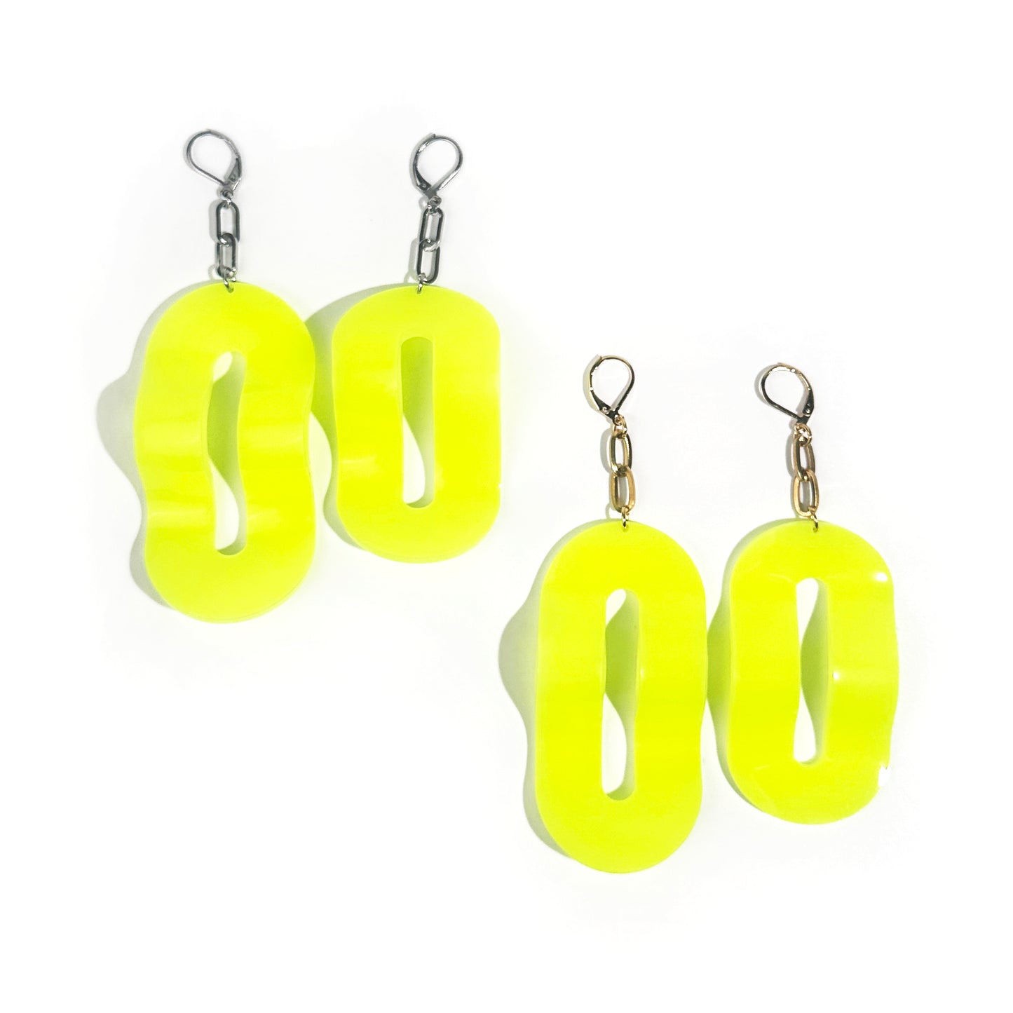 Mismatched Length Wavy Oval Chain Earrings | Gold or Silver