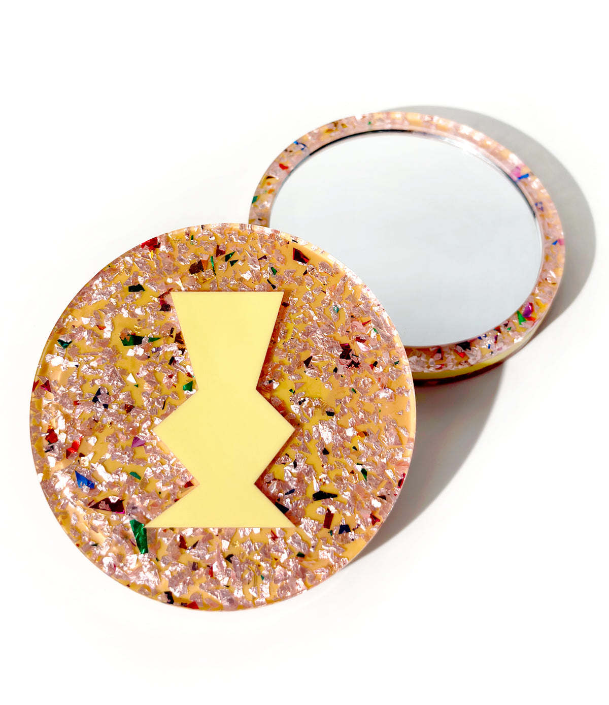 Chunky Glitter Pocket Mirror - Pastel Yellow