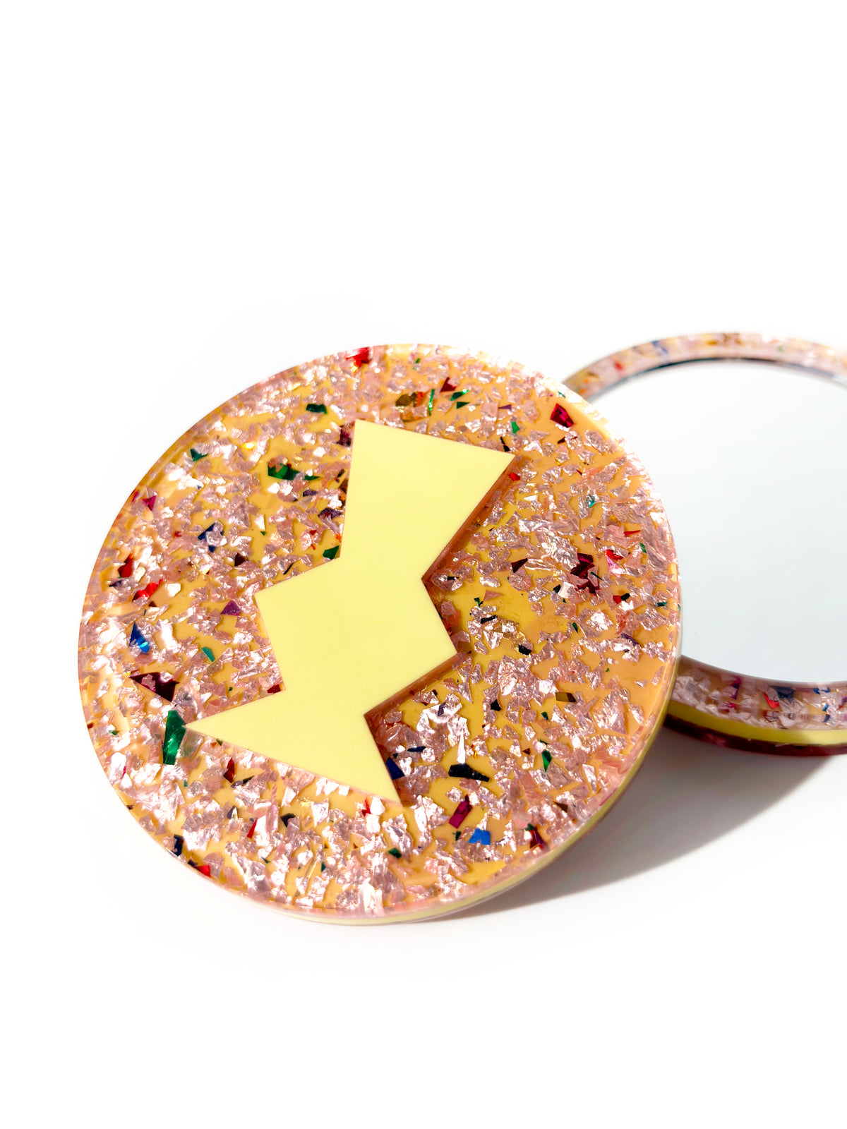 Chunky Glitter Pocket Mirror - Pastel Yellow