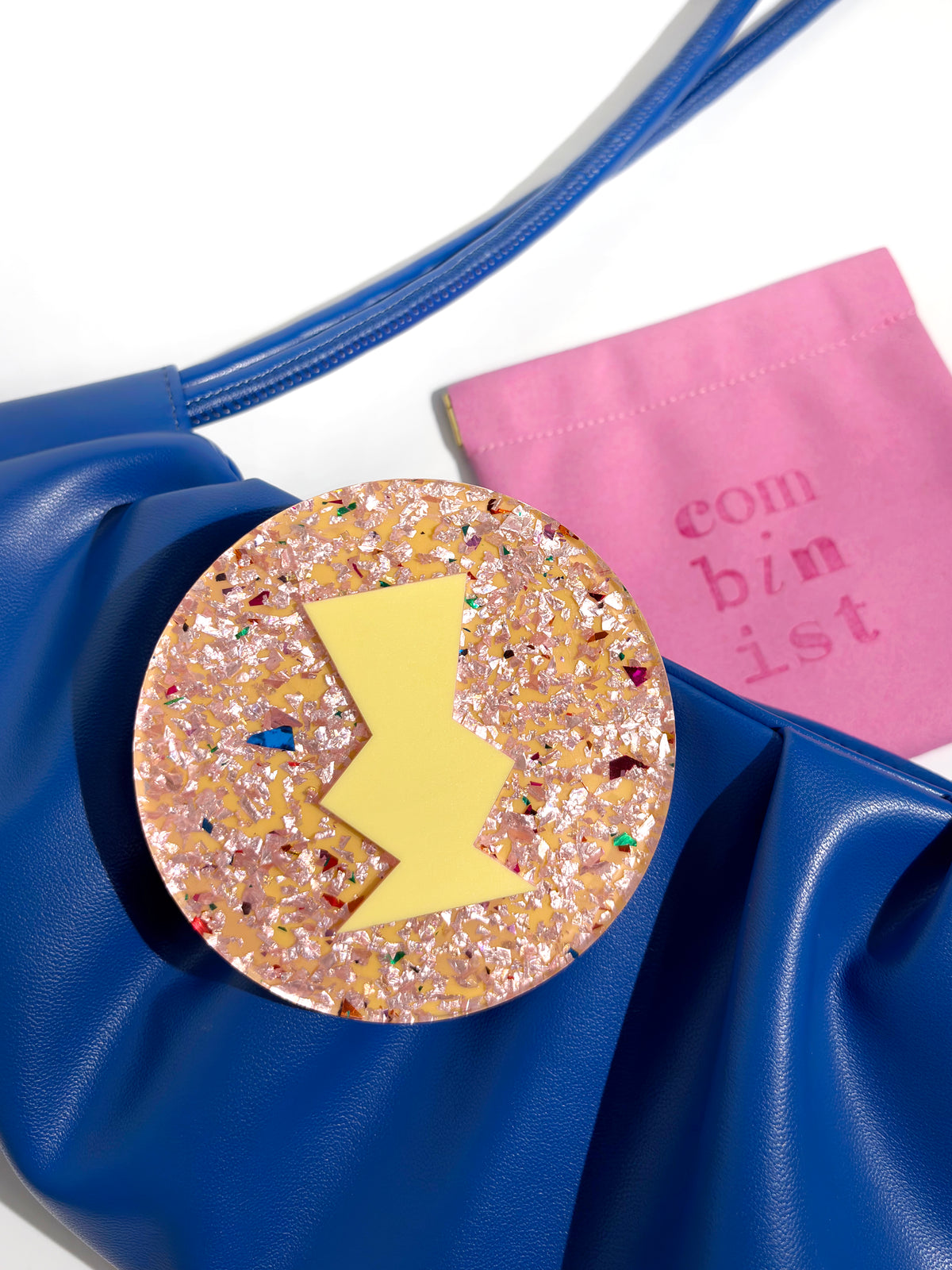 Chunky Glitter Pocket Mirror - Pastel Yellow