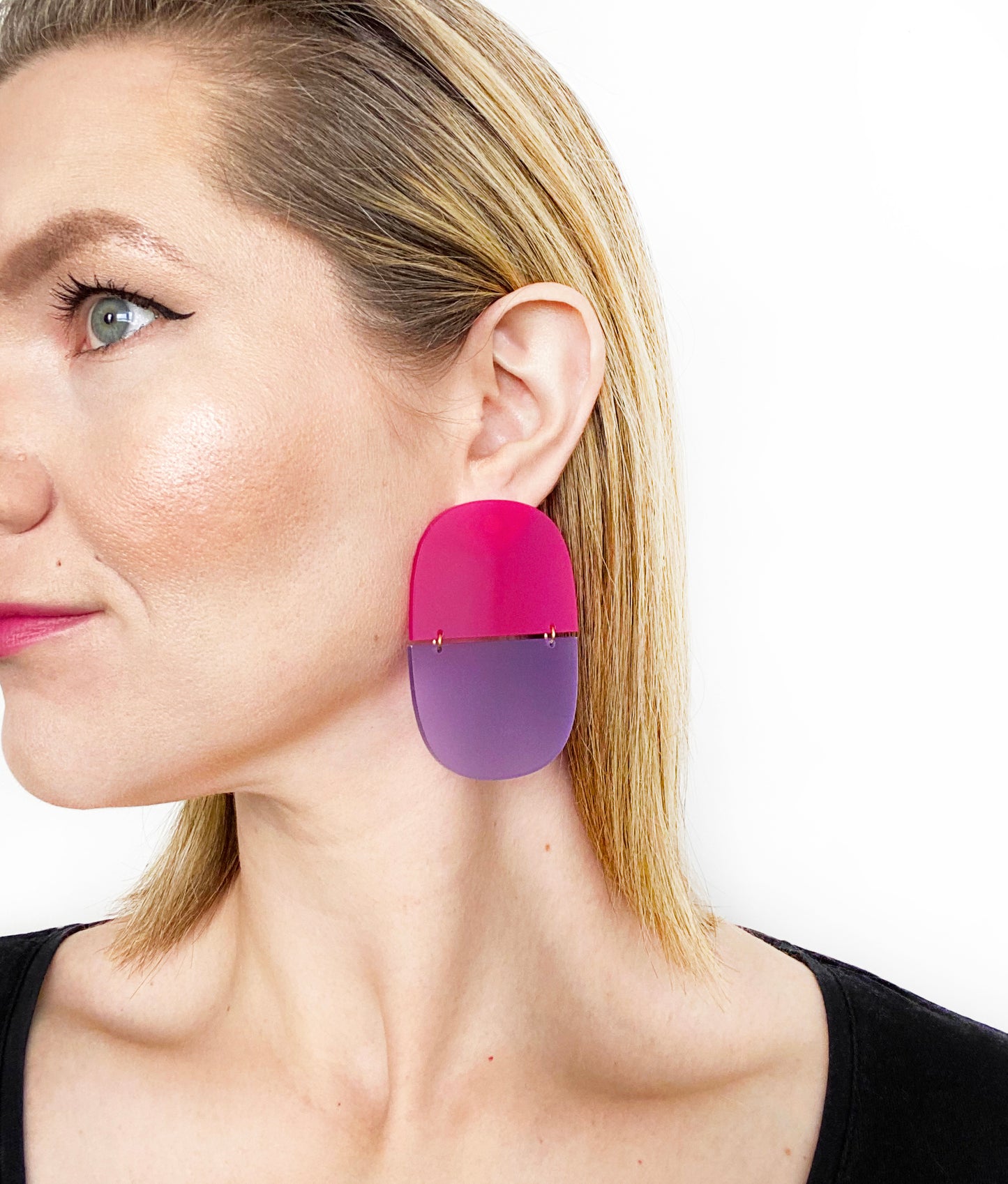Chunk | Translucent Lilac Purple + Magenta Earrings